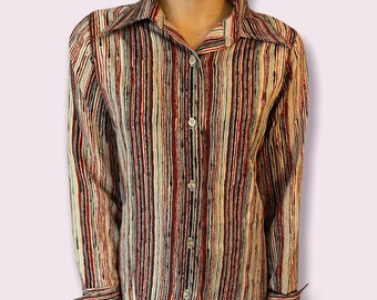 Vintage 70’s Women’s Polyester Striped Patter Shirt