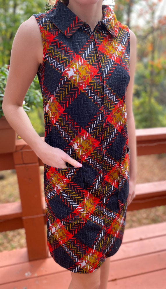 Vintage Miss Elaine Sleeveless Plaid Dress size Sm