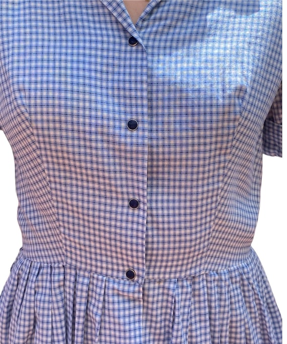 Vintage Blue Gingham Dress 50’s - image 4