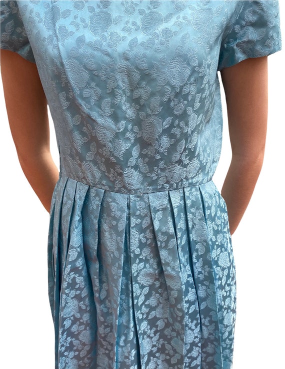 Vintage Blue Brocade Dress - image 3