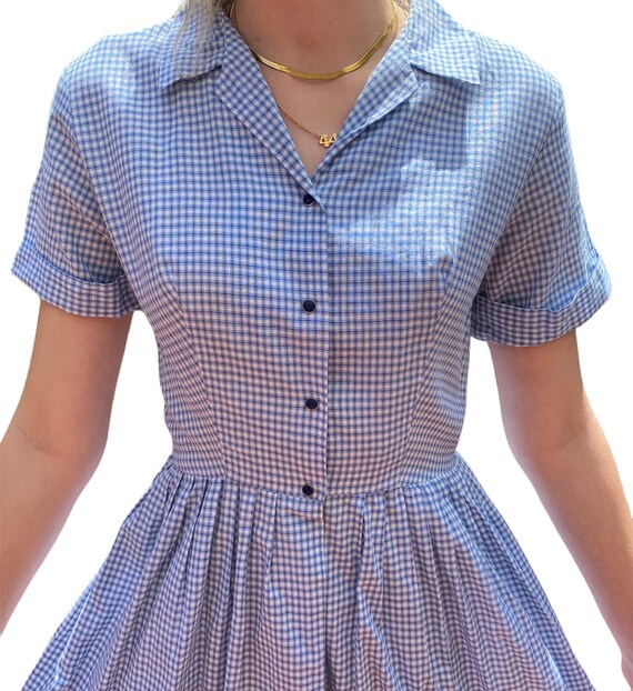 Vintage Blue Gingham Dress 50’s - image 5