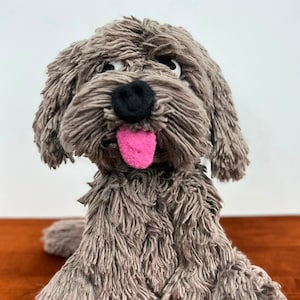 Willy, the Chocolate Labradoodle, Life size crochet puppy dog, pet doll, Handmade with Sheep Wool, Realistic look and feel image 1