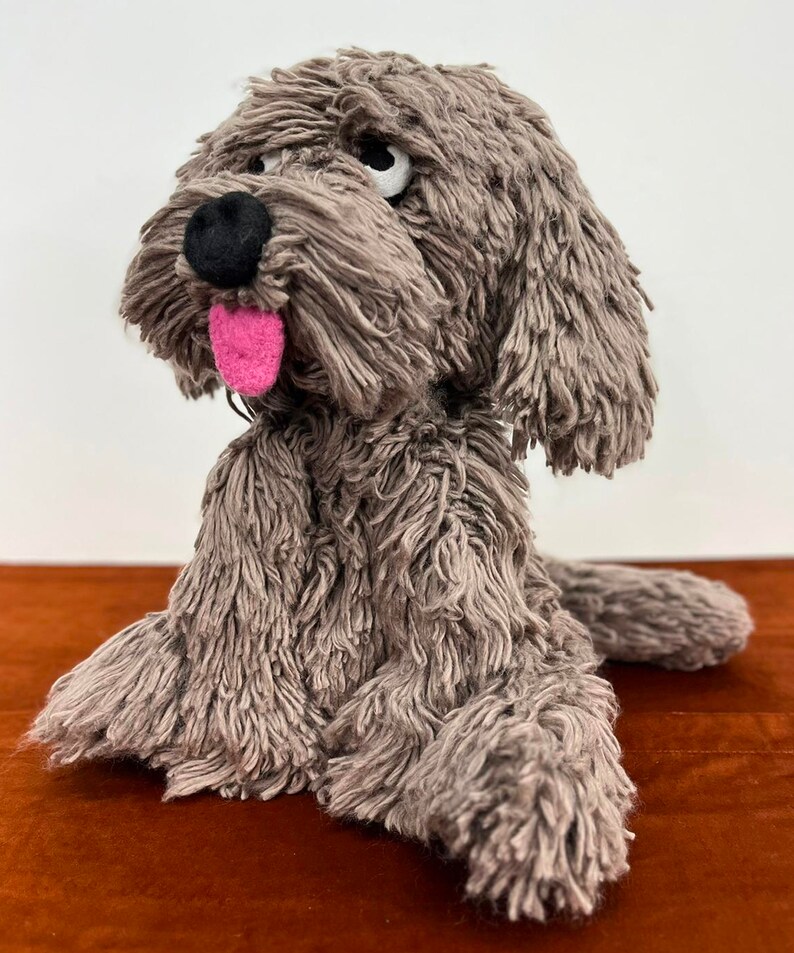 Willy, the Chocolate Labradoodle, Life size crochet puppy dog, pet doll, Handmade with Sheep Wool, Realistic look and feel image 2