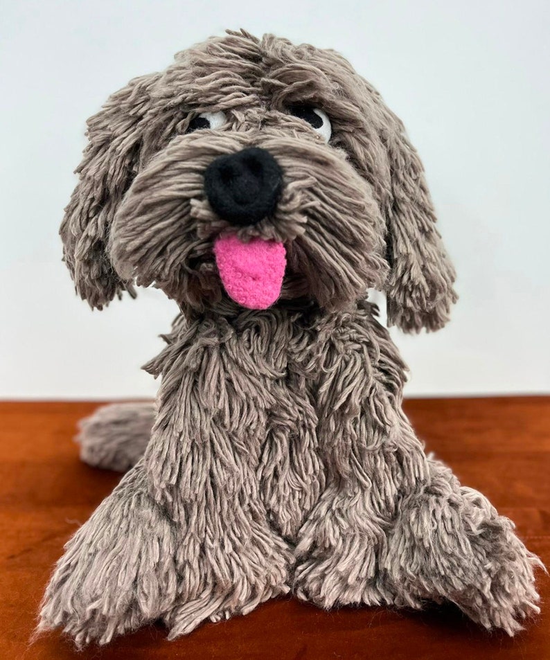 Willy, the Chocolate Labradoodle, Life size crochet puppy dog, pet doll, Handmade with Sheep Wool, Realistic look and feel image 1