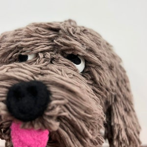 Willy, the Chocolate Labradoodle, Life size crochet puppy dog, pet doll, Handmade with Sheep Wool, Realistic look and feel image 6