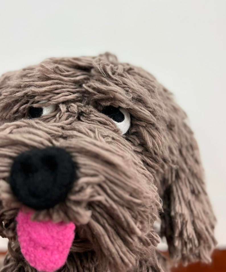 Willy, the Chocolate Labradoodle, Life size crochet puppy dog, pet doll, Handmade with Sheep Wool, Realistic look and feel image 6