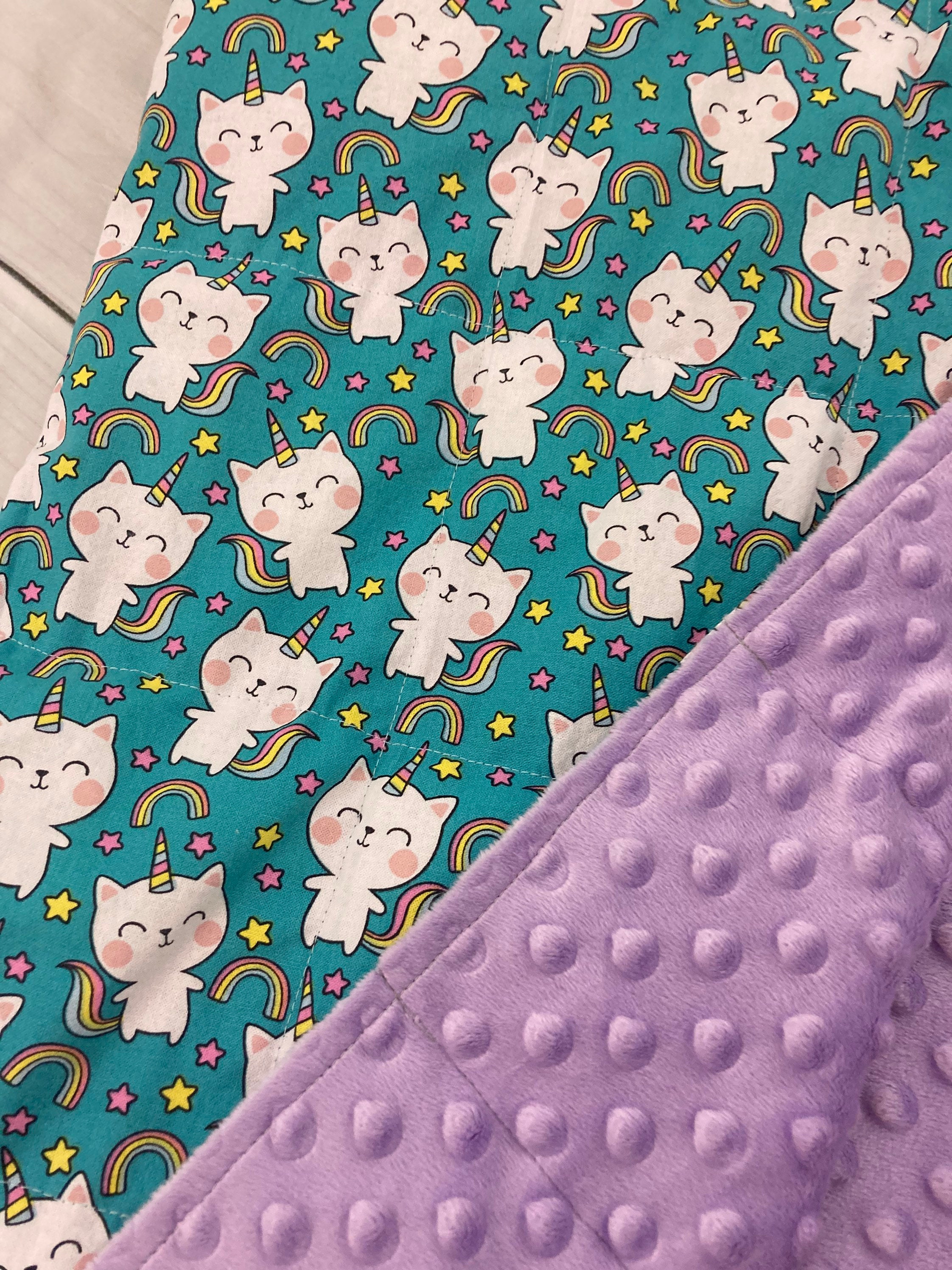 Caticorn Cat Unicorn Rainbow Weighted Blanket or Lap Pad Etsy