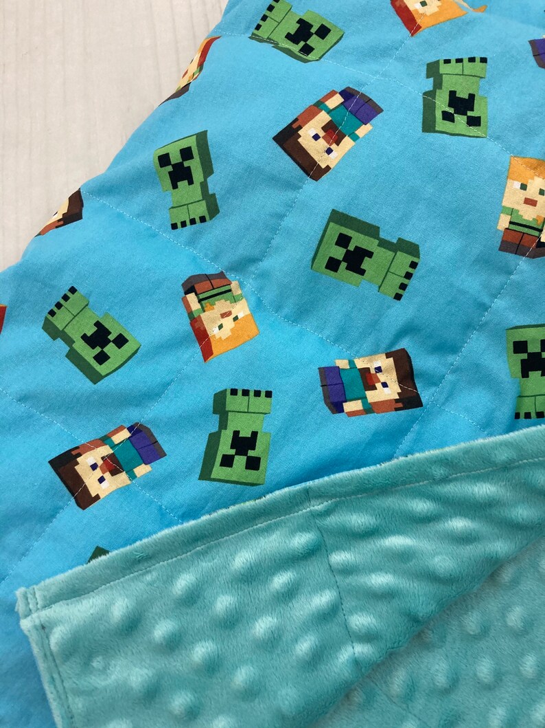 Minecraft Weighted Blanket or Lap Pad Cotton Fabric Etsy.de