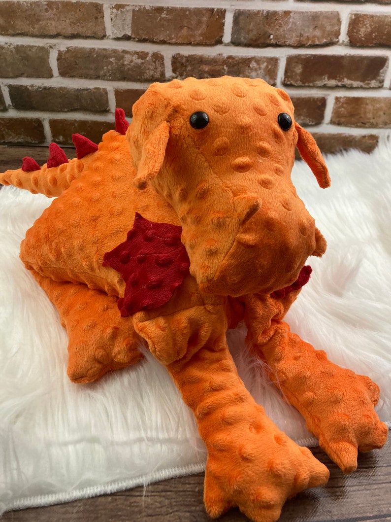 2lbs -10lbs  Weighted Dragon or Dinosaur Stuffed Minky Plush Animal  Lap Pad  -for Comfort, Special Needs,  Sleep, Anxiety and Stress Relief 