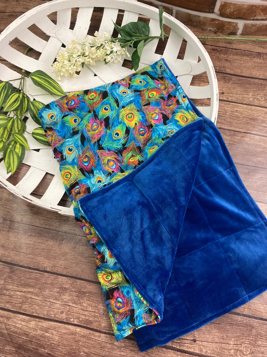 Peacock Feathers Weighted Blanket or Lap Pad Cotton Fabric Etsy