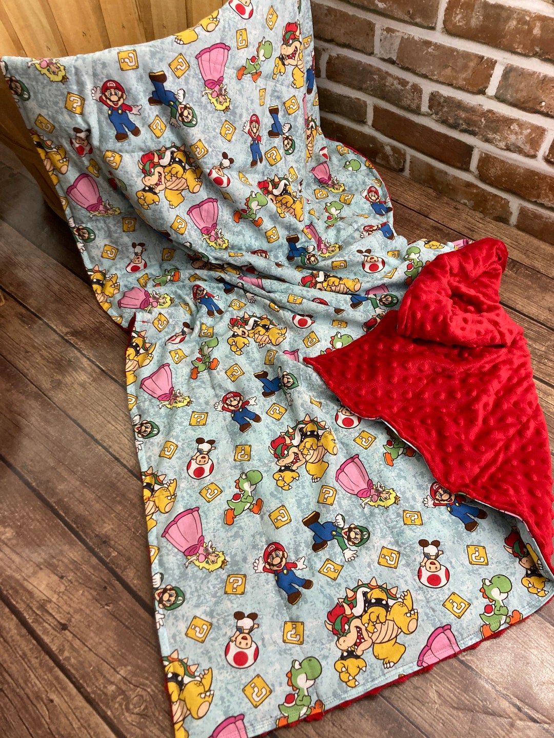 Mario Retro Group Weighted Blanket or Lap Pad Cotton Fabric Etsy