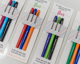 INCLUDES 3 FLAIR PENS - Flair Pen Gift Set - Teacher Appreciation - Teacher thank you gift - Teacher holiday gift