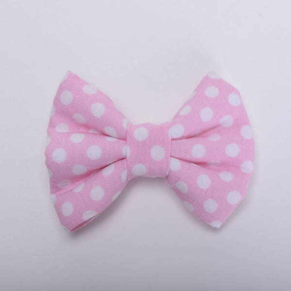 Light Pink with White Polka Dots - Handmade Bow