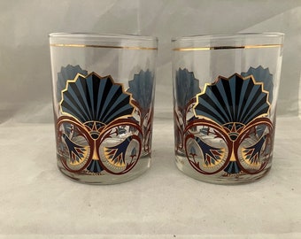 Vintage Rare Culver Mardi Gras Whiskey Glasses