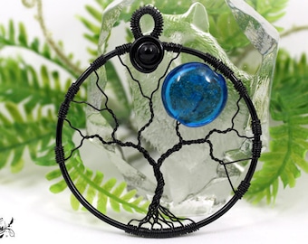 Blauer Vollmond Schmuck - Vollmond Anhänger - Lebensbaum Schmuck - Statement Schmuck