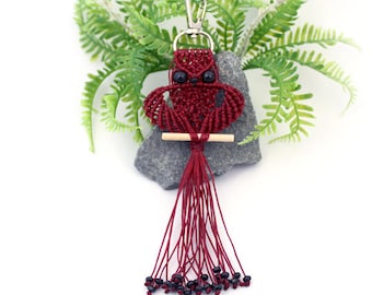 Macrame Owl Key Ring Bag Clip Jewelry
