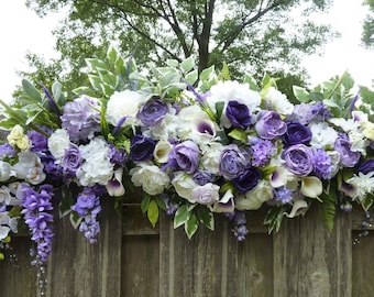 Purple and White Wedding Flowers, Wedding arch swag