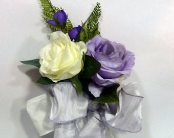 Lavender and White Wedding Aisle decorations, Wedding pew decorations, Floral chair ties