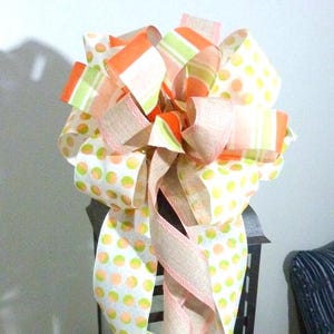 summer wreath bows, Peach wreath bow, Lantern bow