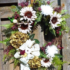 Fall Front Door Wreaths, Large Sunflower wreath for Fall