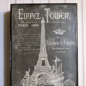 Suporte de prateleira de Paris, placas de Paris, impressão de quadro negro da Torre Eiffel