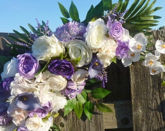 Wedding Arch Flowers, Lavender, Purple and white Wedding swag