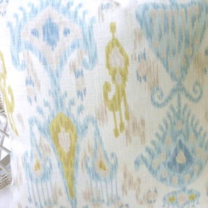 Ikat Pillow Cover, Robert Allen Ikat in Glacier linen Rayon blend fabric