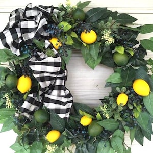Summer wreath with lemons,  Farmhouse decor, French country Decor