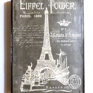 Eiffel Tower Chalkboard Print Wood Shelf Sitter