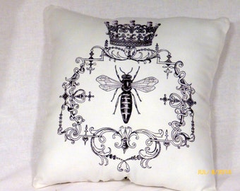 Queen Bee Pillow, Paris pillows, French Country Decor