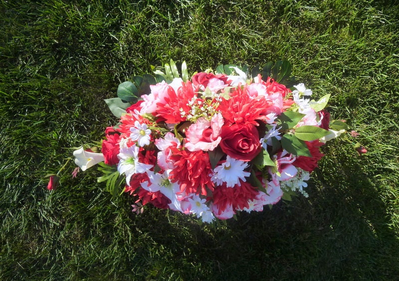 Red and White Cemetery flowers memorial flowers Red and Etsy
