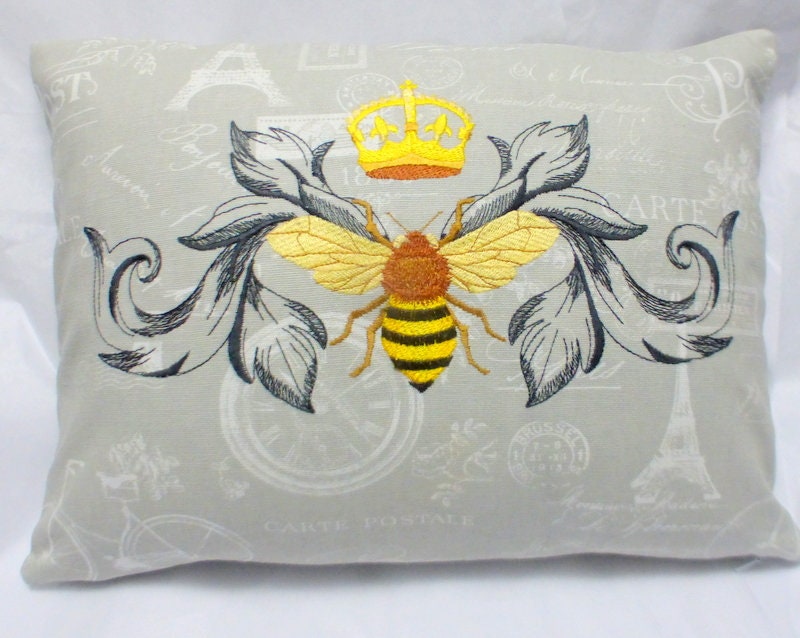 Queen Bee Pillow Pillow cover Embroidered pillow cover Etsy