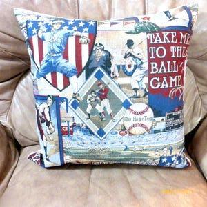 Baseball pillow cover, Vintage baseball tapestry pillow, gift for him