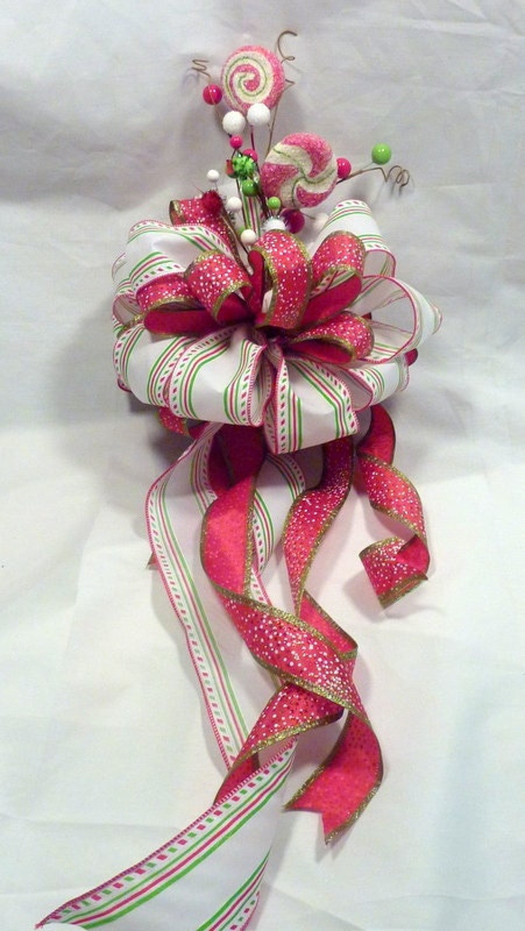 Candy Tree Topper, Red and Green Ribbon Tree Topper, Bow Tree Topper - Etsy