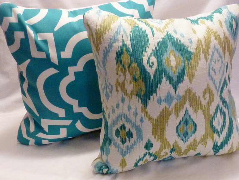 Decorative Ikat Pillow Cover Mill Creek Turquoise Teal Etsy