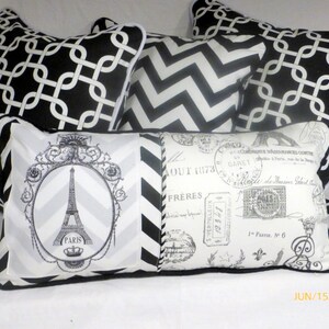 Black and White Pillow Covers made from Premier Prints fabric, set of 2 image 3