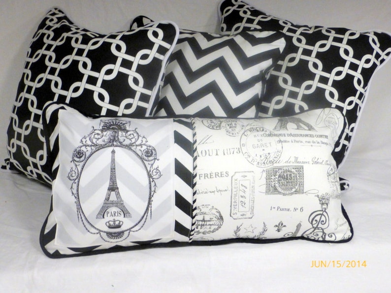 Black and White Pillow Covers made from Premier Prints fabric, set of 2 image 3