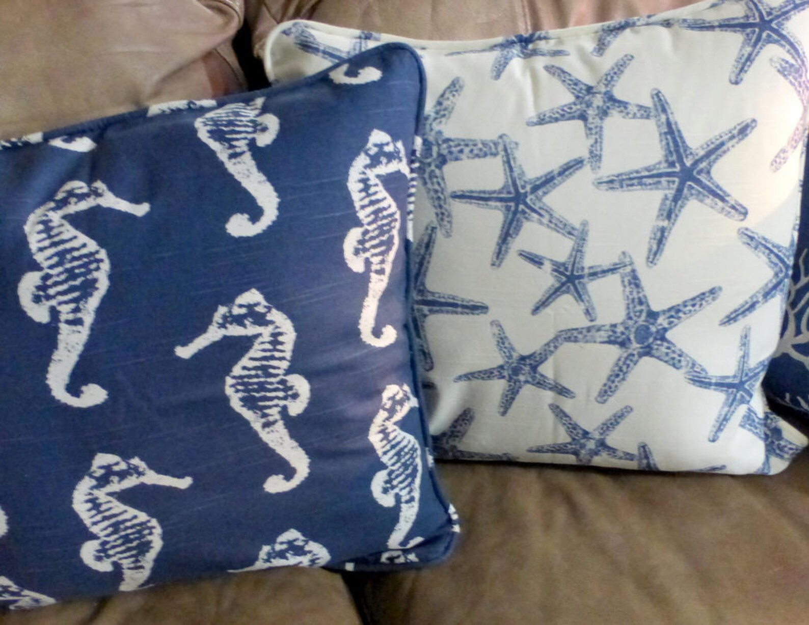 Nautical Pillow Covers Set of 4 Navy Blue and White Etsy