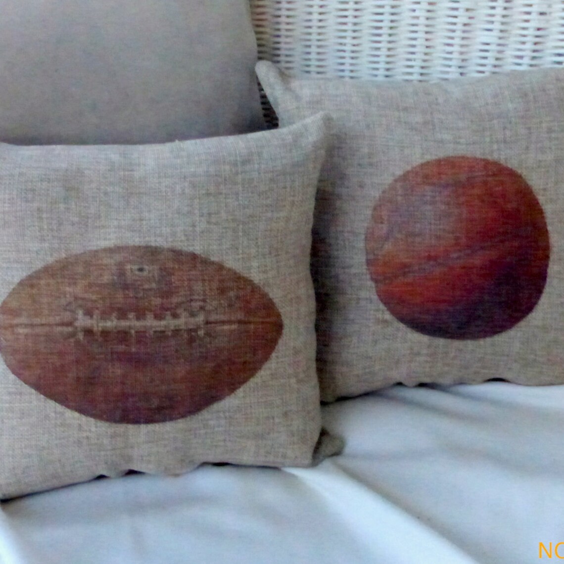 Football Pillows Vintage Sports Pillows Boys Room Decor Etsy