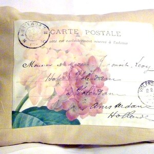 French Pillow Cover, Linen Pillow Cover, French Postcard