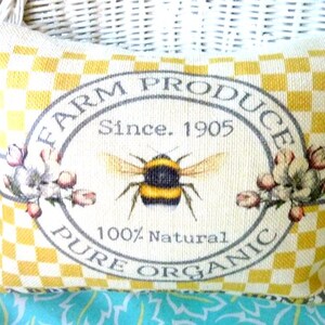 Bee Pillow Cover: Burlap Farmhouse Pillow with Apple Blossom Honey image 4