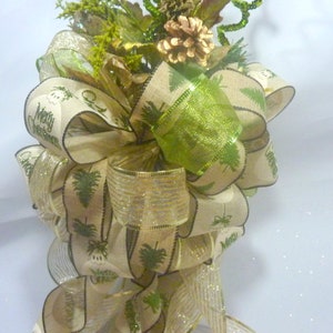 Green and Gold Ribbon Tree Topper, Bow Christmas Tree Topper - Etsy