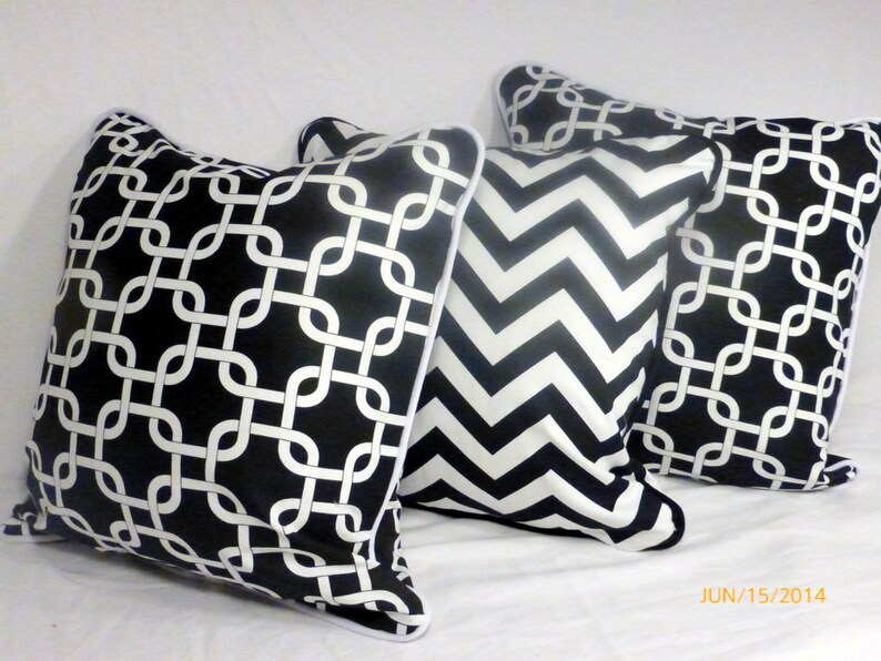 Black and White Pillow Covers made from Premier Prints fabric, set of 2 image 2