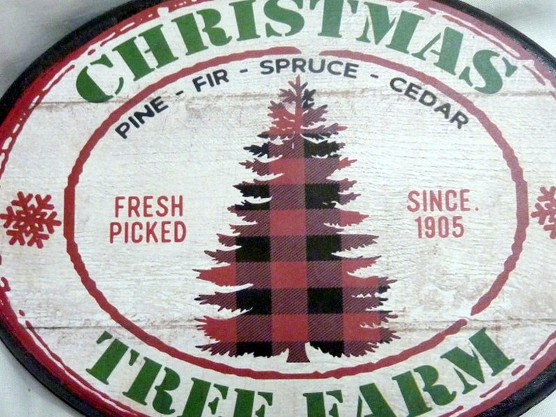 Wood Plaque Buffalo Plaid Christmas decorations Farmhouse decor Red Truck decor Red truck Christmas Tree Farm