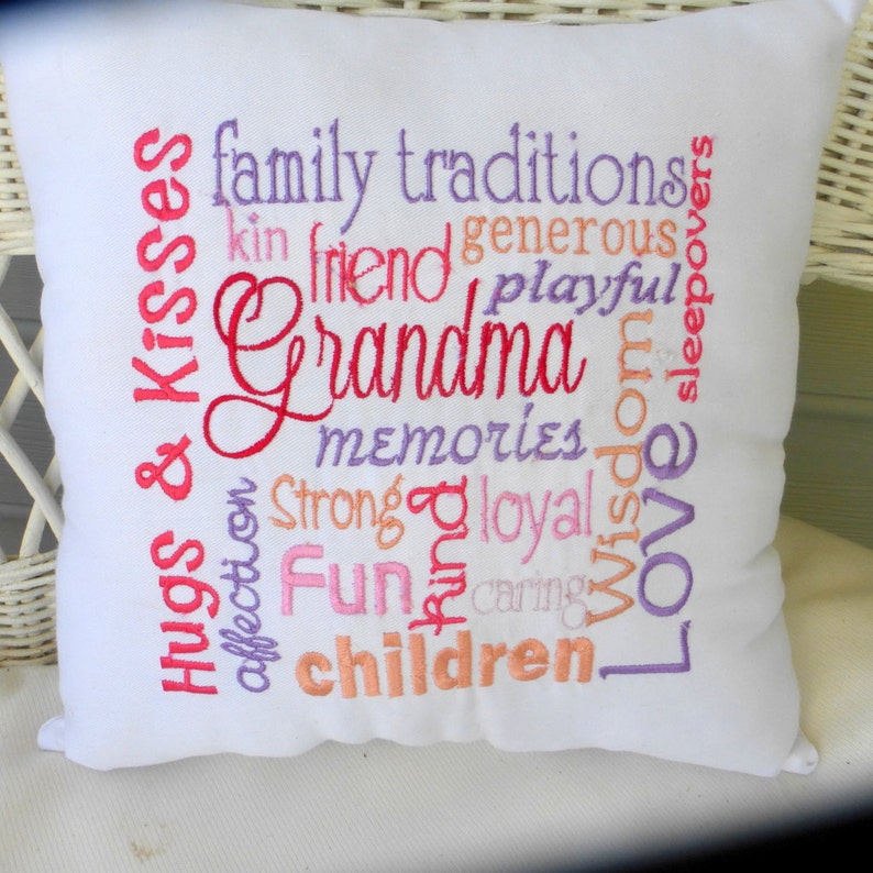 Grandma pillow Embroidered Grandma pillow Gift for Grandma Etsy