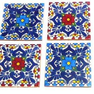 Talavera tile Coasters, Mexican tile Coasters, set of 4 hand painted coasters