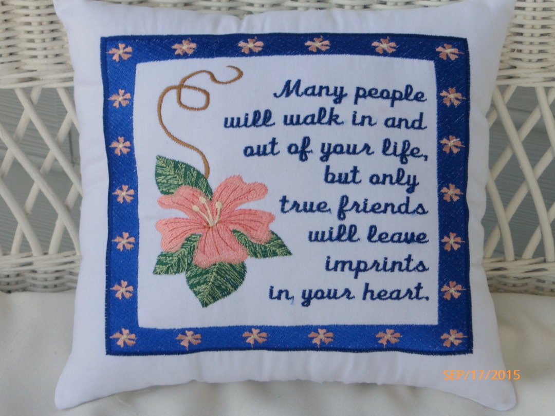 Friends Pillow Embroidered Accent Pillow Friends Gift Etsy