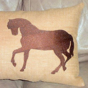 Cojín de caballo de arpillera bordada - Cojín lumbar ecuestre imagen 8