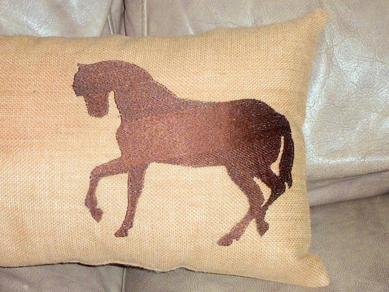 Cojín de caballo de arpillera bordada - Cojín lumbar ecuestre imagen 8