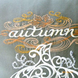 Embroidered Pumpkin Pillow Cover: Sage Green Suede Autumn Decor image 5